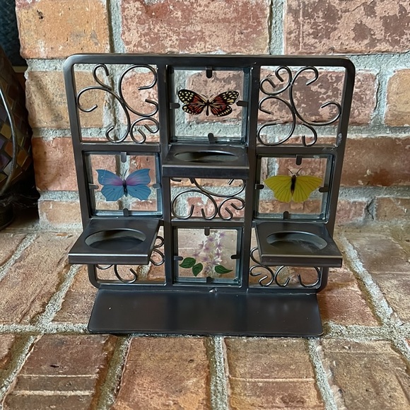 PartyLite Butterfly Tealight Easel Metal & Glass Candle Holder - Picture 7 of 8
